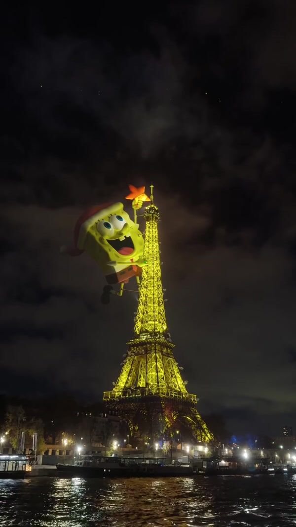 Paramount Pictures SpongeBob Puts Star on Eiffel Tower