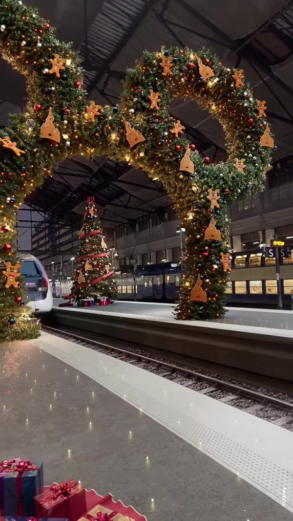 TGV Train Passes Through Mickey Mouse Wreath