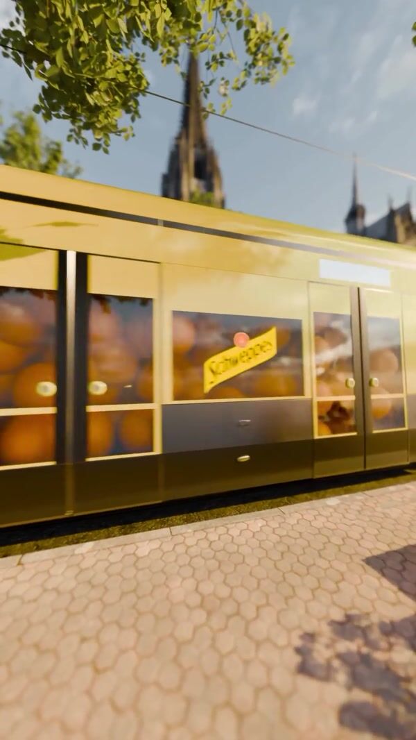 Schweppes Train Doors Open to Giant Oranges