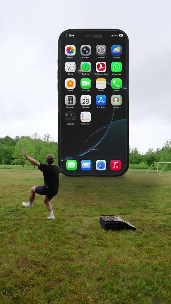 Turkish Airlines Giant Phone on Soccer Field