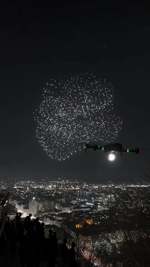 DM Drone Light Show Above City