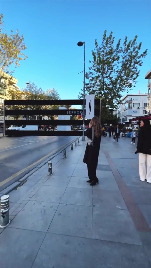 Sephora Paper Bag Sliding in Istanbul Street