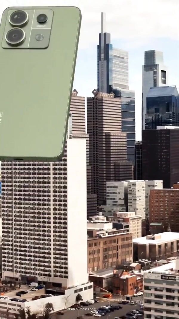 Xiaomi Smartphone on Parachute in Green Cityscape