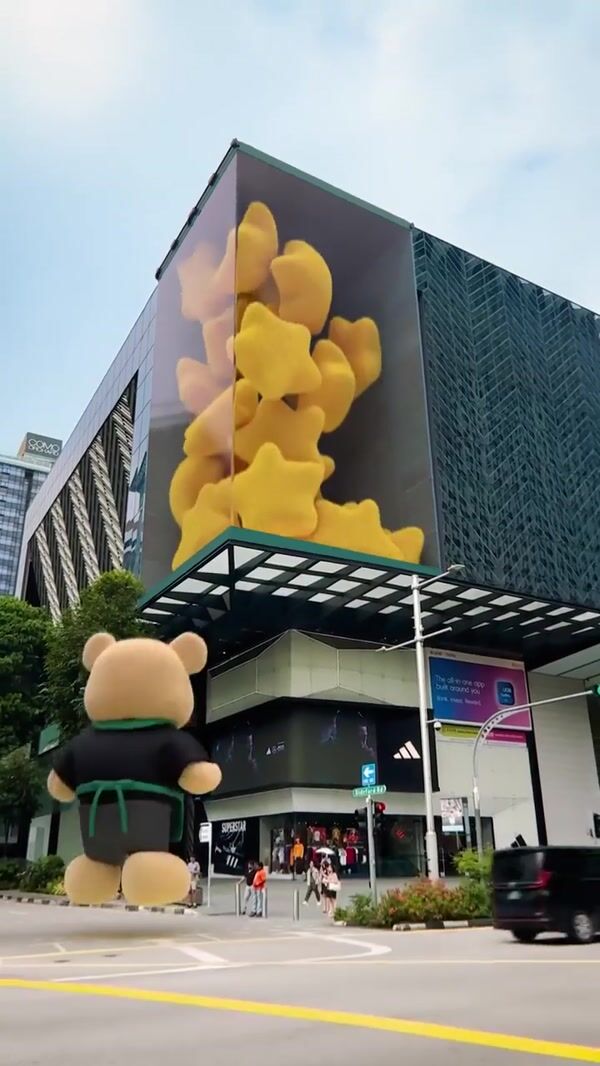Starbucks Plush Stars Float From Building