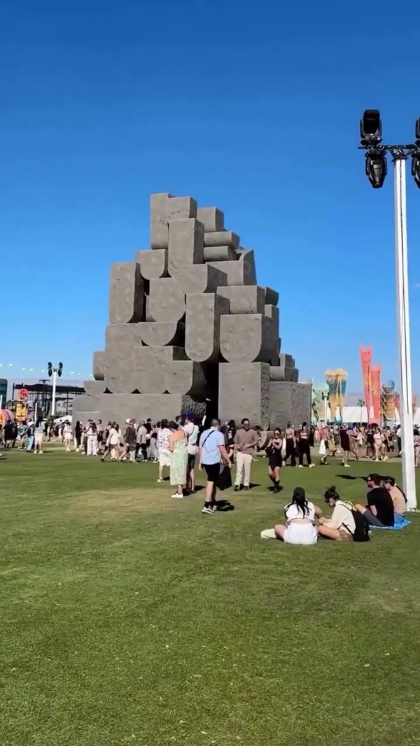 Coachella Rainbow Cylindrical Building Rotates