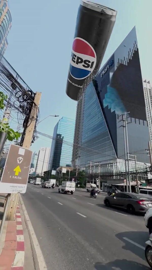 Pepsi Giant Can Pours Cola Inside Building