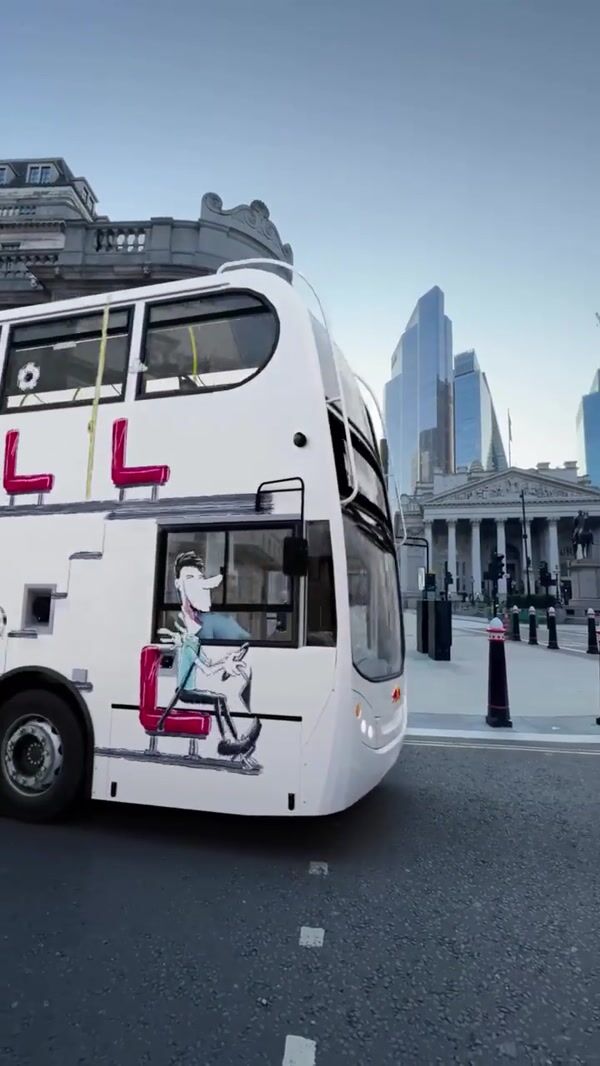 Red Bull Animated Design on Double-Decker Bus