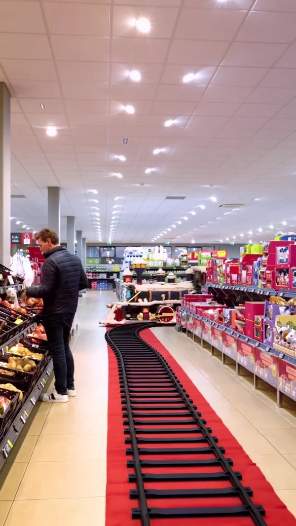 Hofer Locomotive Train Gift Delivery at Supermarket