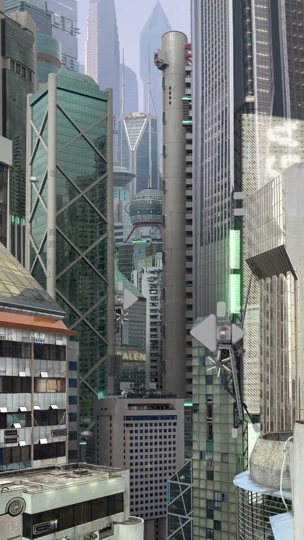 Balenciaga Futuristic Signage Floating Through City