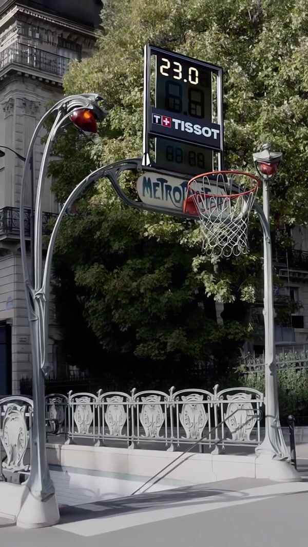 Tissot Basketballs Roll Up Subway Stairs
