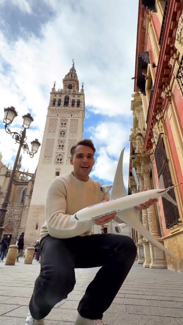 Turkish Airlines Model Plane Transforms in Seville