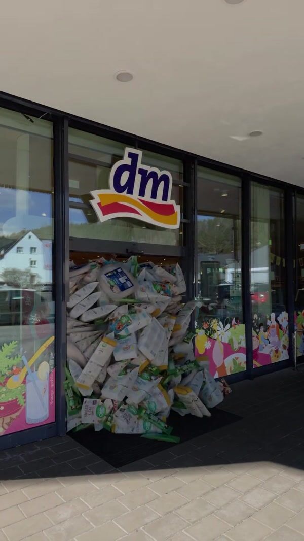 DM Products Piled Up at the Store Entrance
