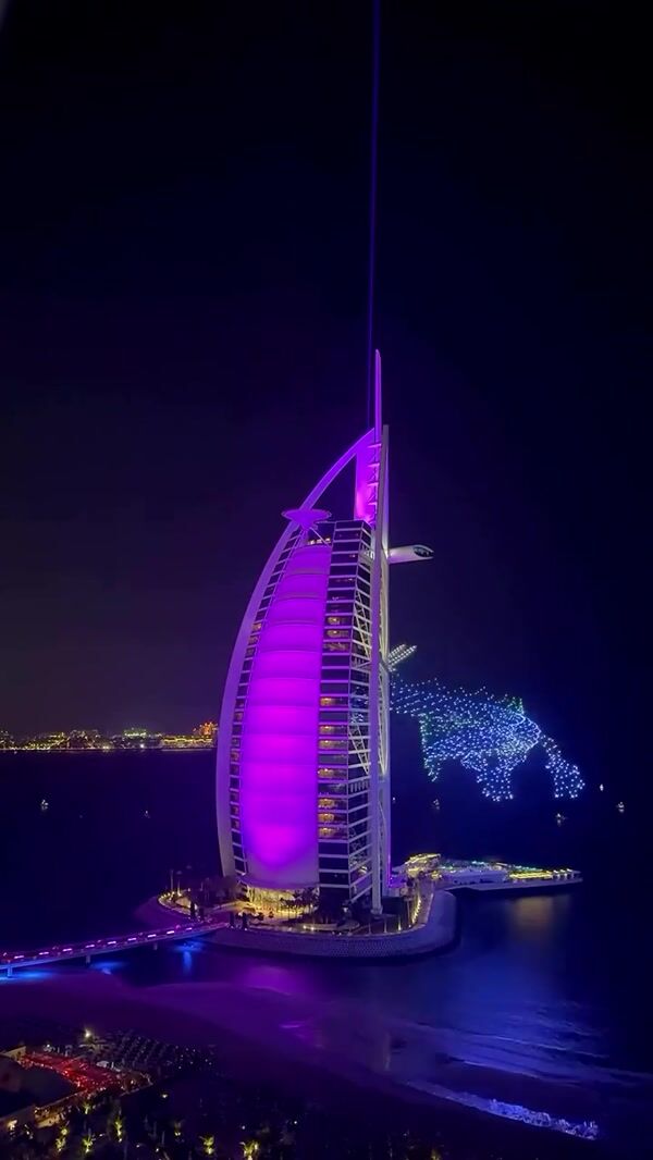 Dubai Dragon Drone Show at Burj Al Arab