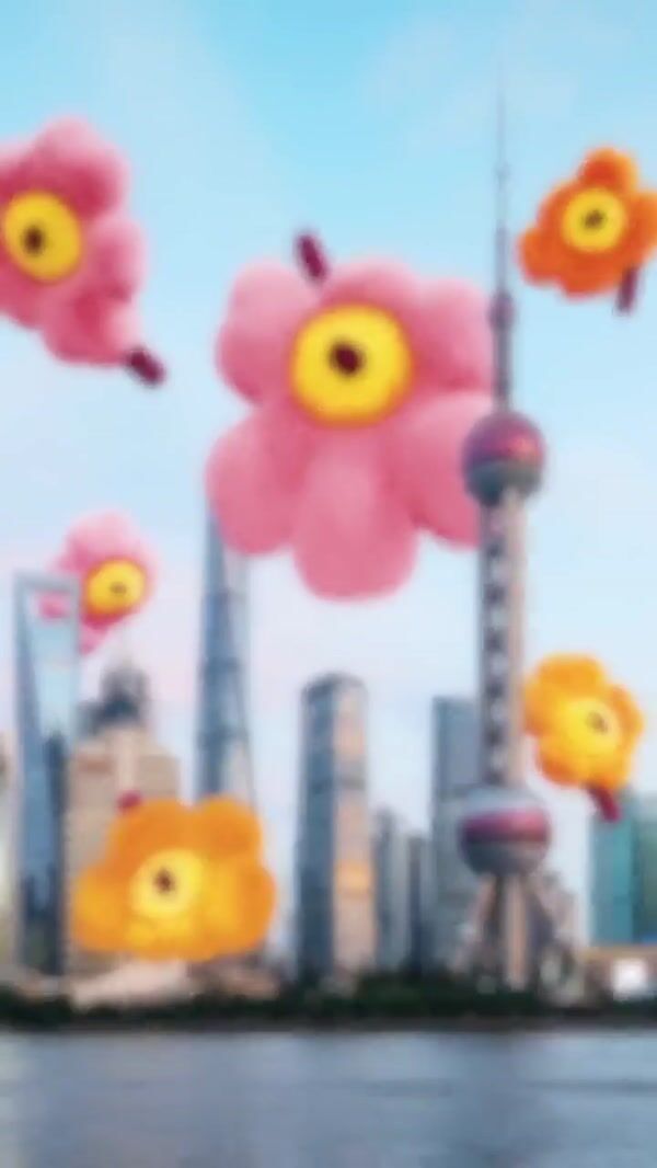 Marimekko Plush Flowers Floating in Shanghai