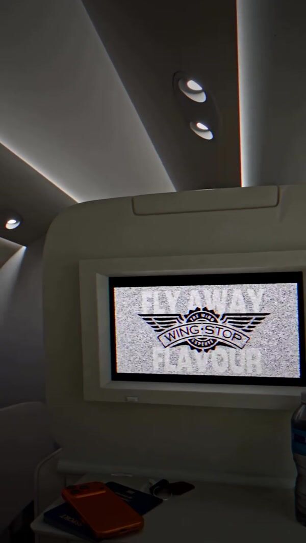 Wingstop Travel Items Float Past Airplane Window