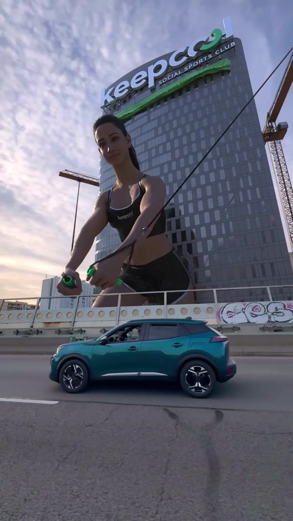 Keepcool Woman Works Out in Front of Building