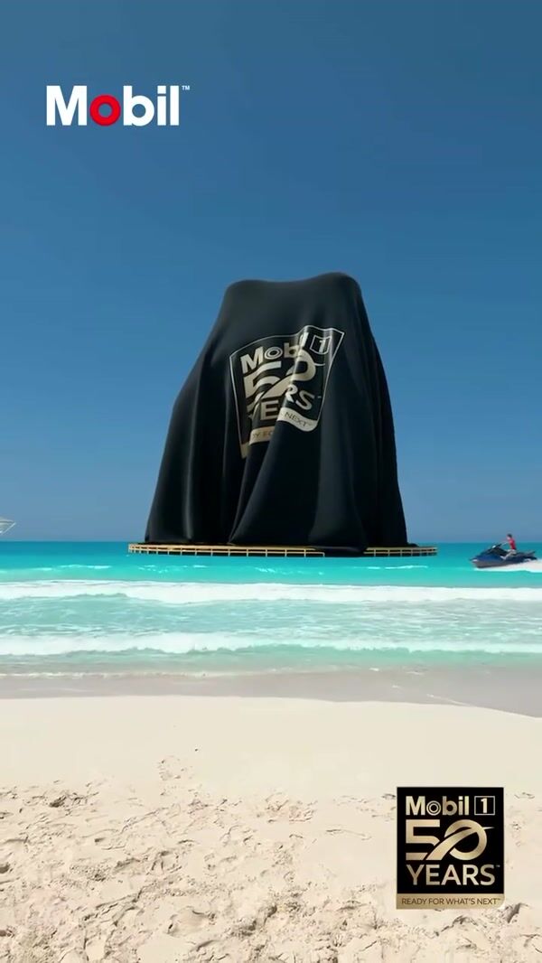 Mobil Giant Bottle on Beach
