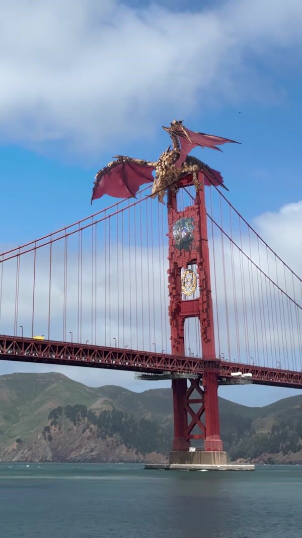 Crimson Desert Dragon on Golden Gate Bridge