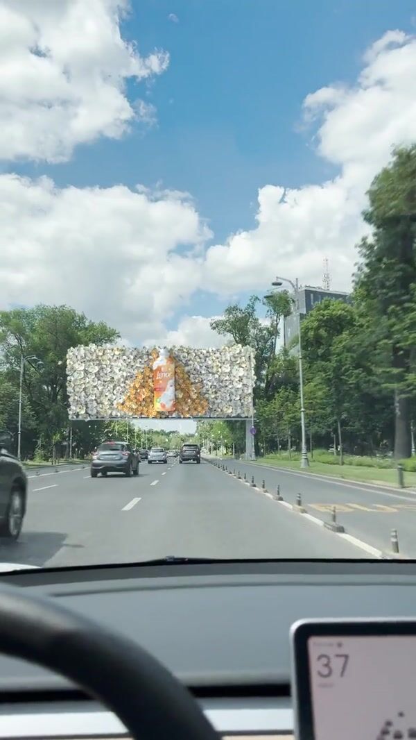 Lenor Billboard Rains Flowers on Boulevard