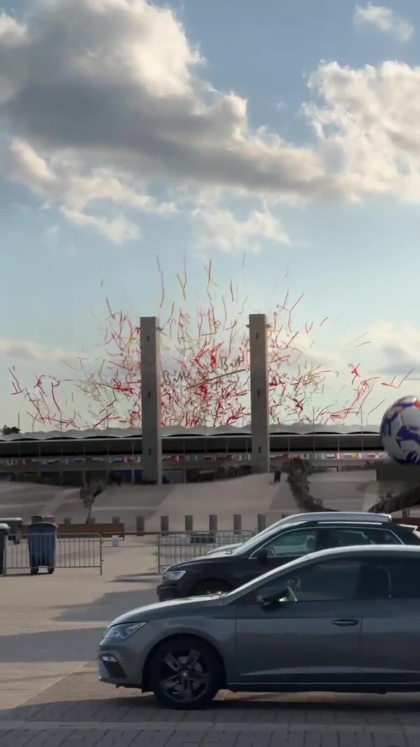 Bitburger Bottle Emerging at Berlin Stadium