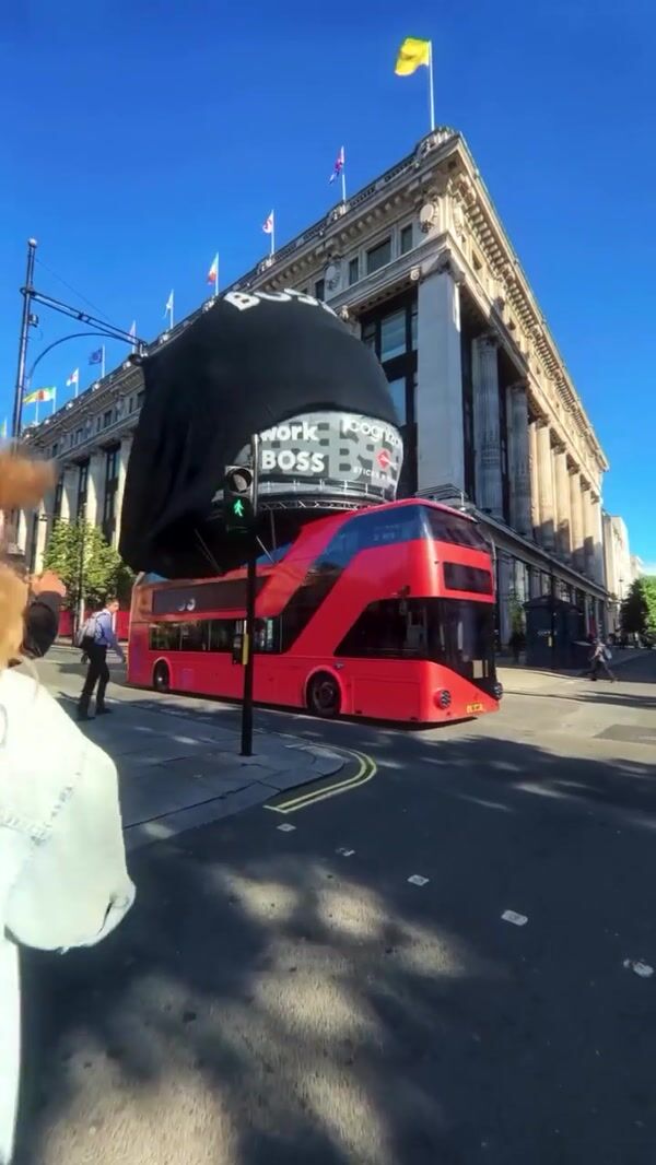BOSS Giant Helmet on Bus in London