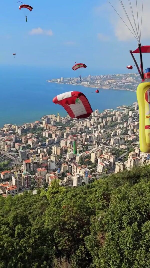 Pril Bottles Parachute Over Beirut’s Coastline
