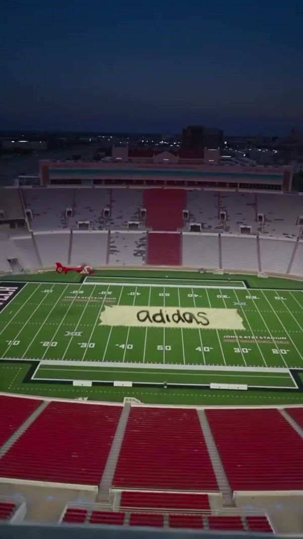 Texas Tech Athletics Giant Tape Stripped Off at Stadium