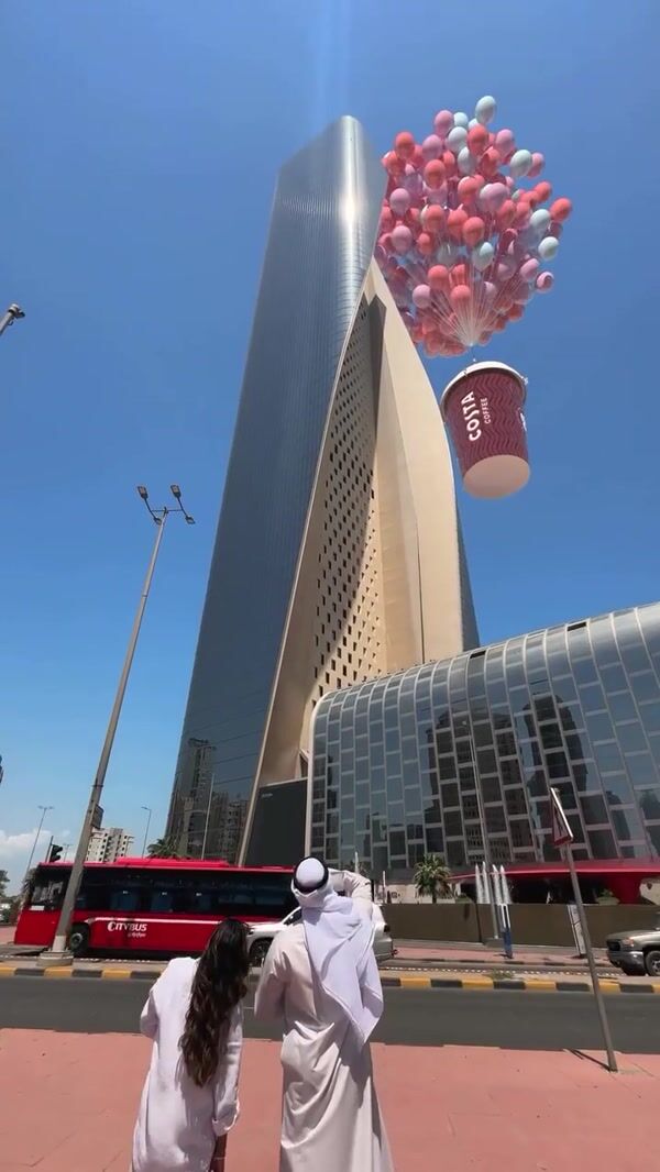 Costa Coffee Balloons Lift a Coffee Cup