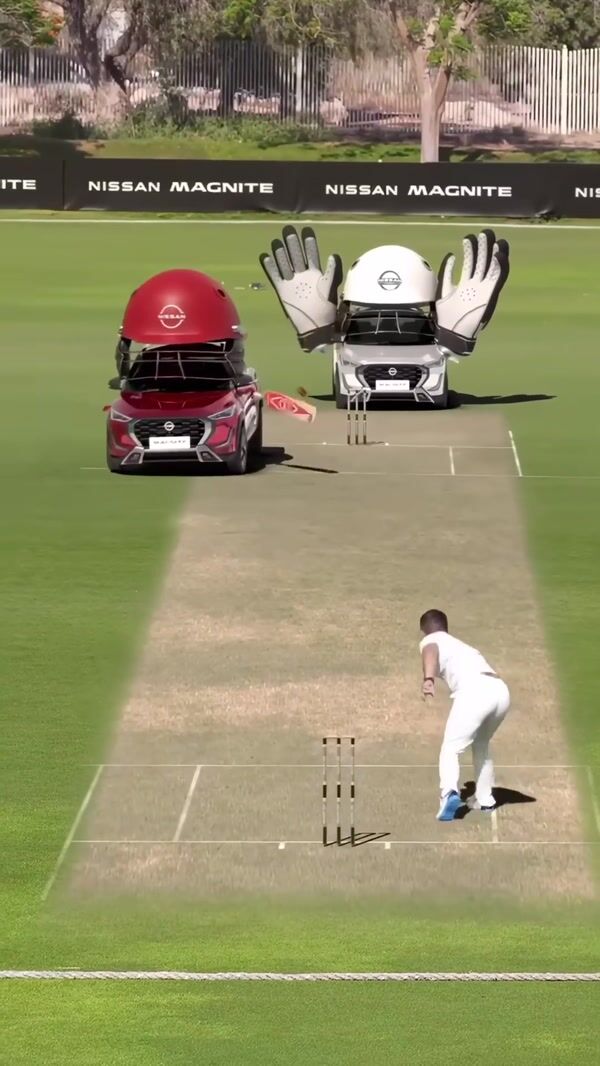 Nissan Cars Play Cricket on a Field