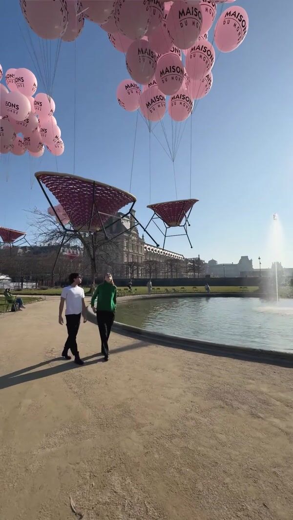 Maisons du Monde Pink Balloons Delivering Chairs