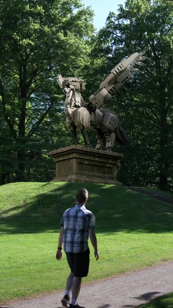 LEGO Mythical Creature Takes Flight in Park