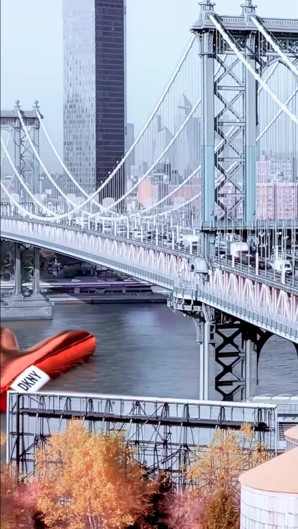 DKNY Inflatable Letters Float on the Hudson River