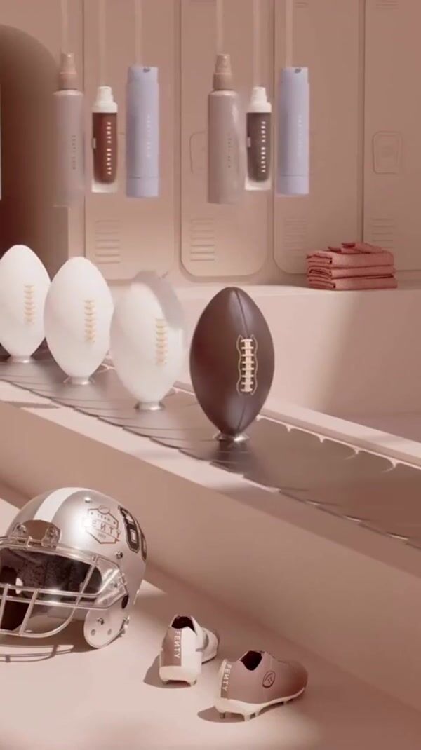 Fenty Beauty Footballs Sprayed on Conveyor Belt