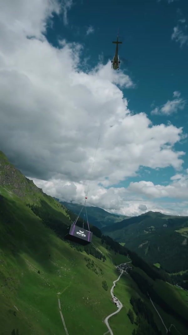 Gloryfy Giant Box Airlifted by Helicopter