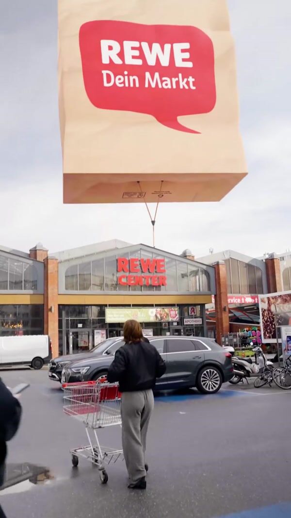 REWE Grocery Paper Bags Float Around Town