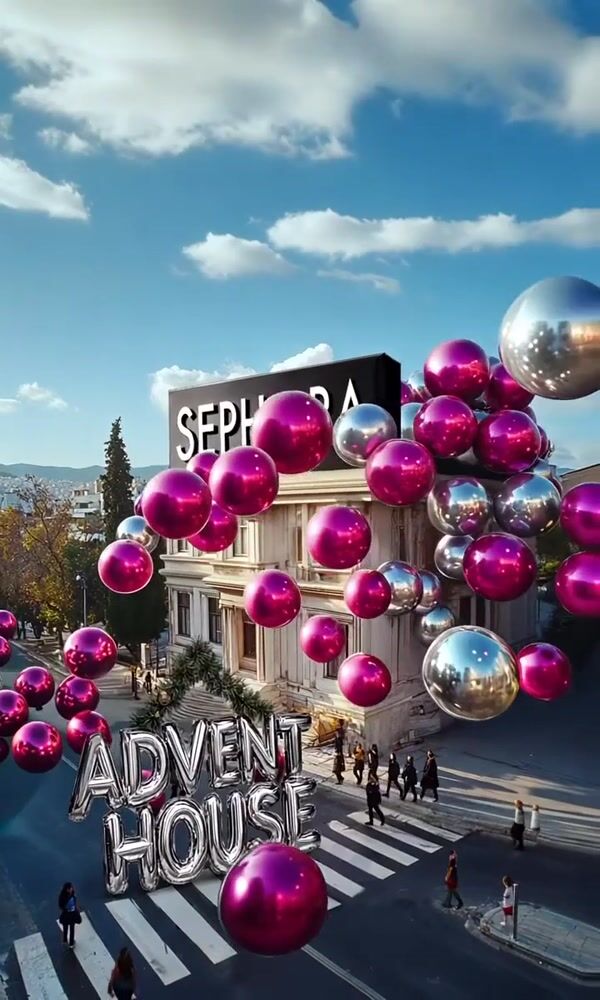 Sephora Pink and Silver Balloons Float on Street