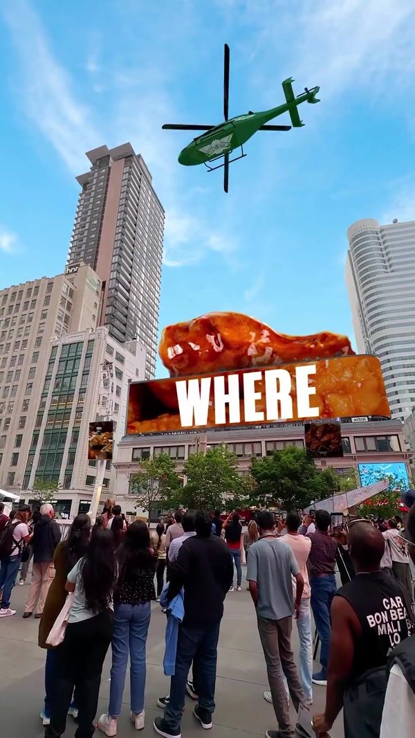 Wingstop Helicopter Descends Toward Giant Chicken
