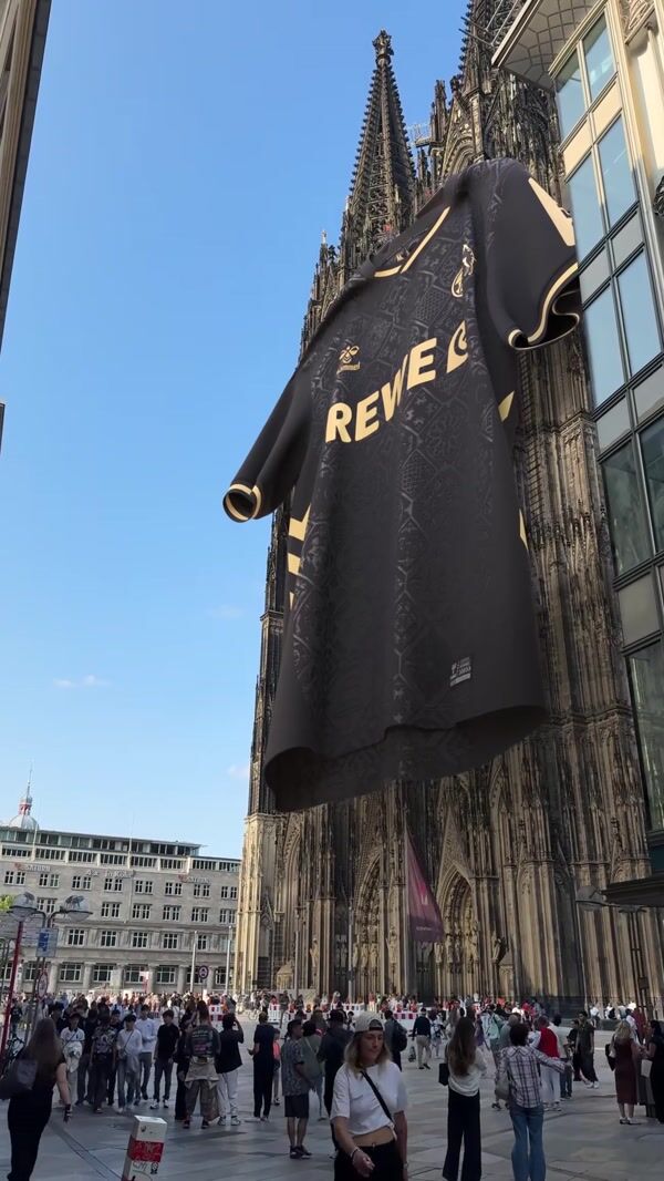 FCKOELN Jersey Hangs at Cologne Cathedral