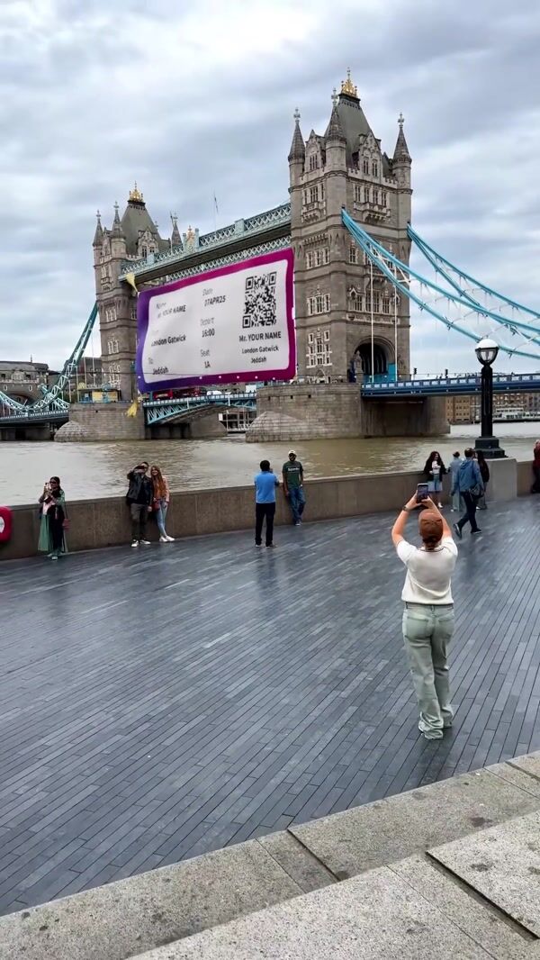 Wizz Air Giant Boarding Pass Flies Over Tower Bridge