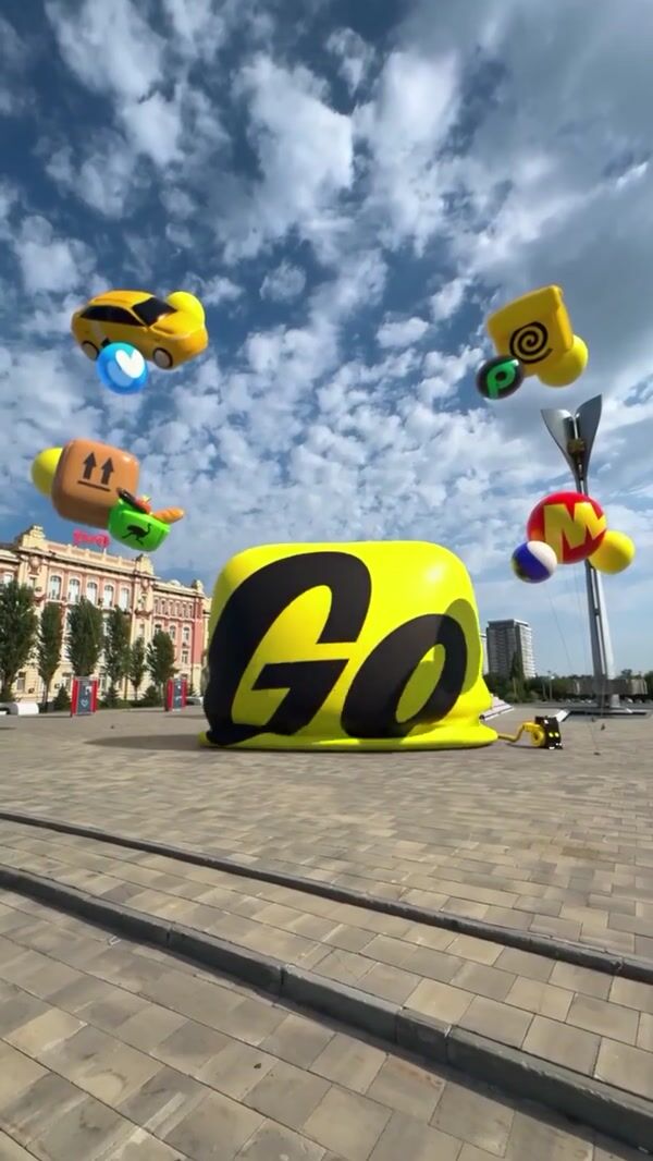 Yandex Go Logo and Balloons Inflated in Rostov