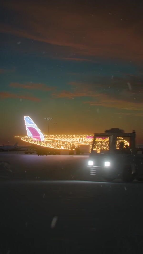 Eurowings Aircraft Adorned with Christmas Lights