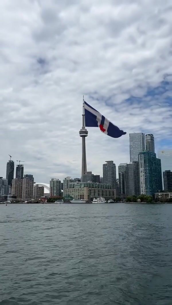Toronto Flag Waving at CN Tower