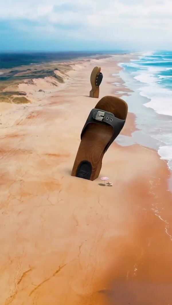 RE/DONE Giant Sandals on Beach Shore