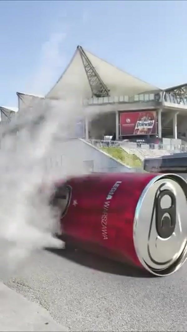 Legia Warszawa Energy Drink Car Speeds on Street