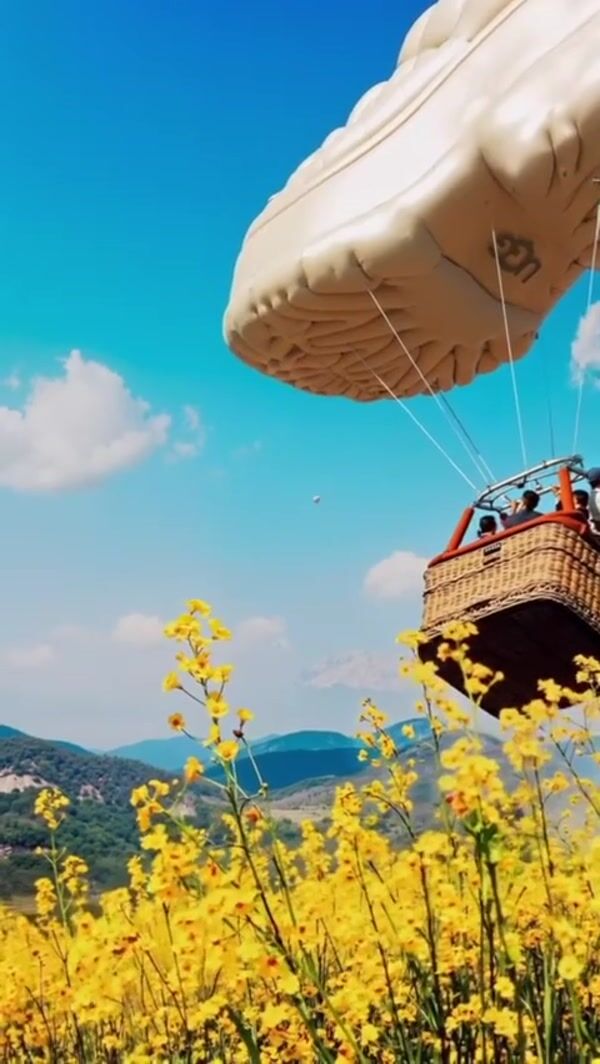 UGG Sandal Hot Air Balloon Over Flower Garden