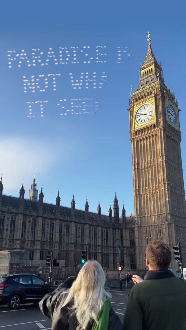 Disney Plus "Paradise" Promo Message Above Big Ben