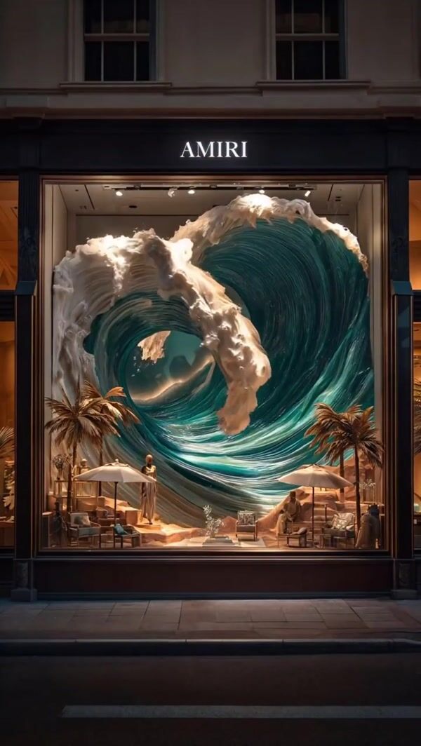 AMIRI Waves Crashing in Window Display