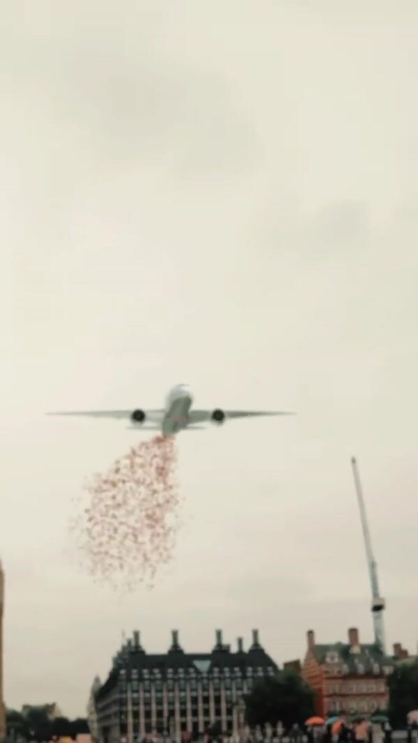 Turkish Airlines Airplane Drops Roses in Cities