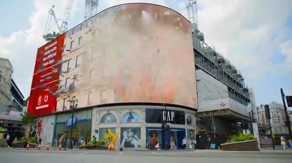 Vodafone Facade Shattered by Rugby Players