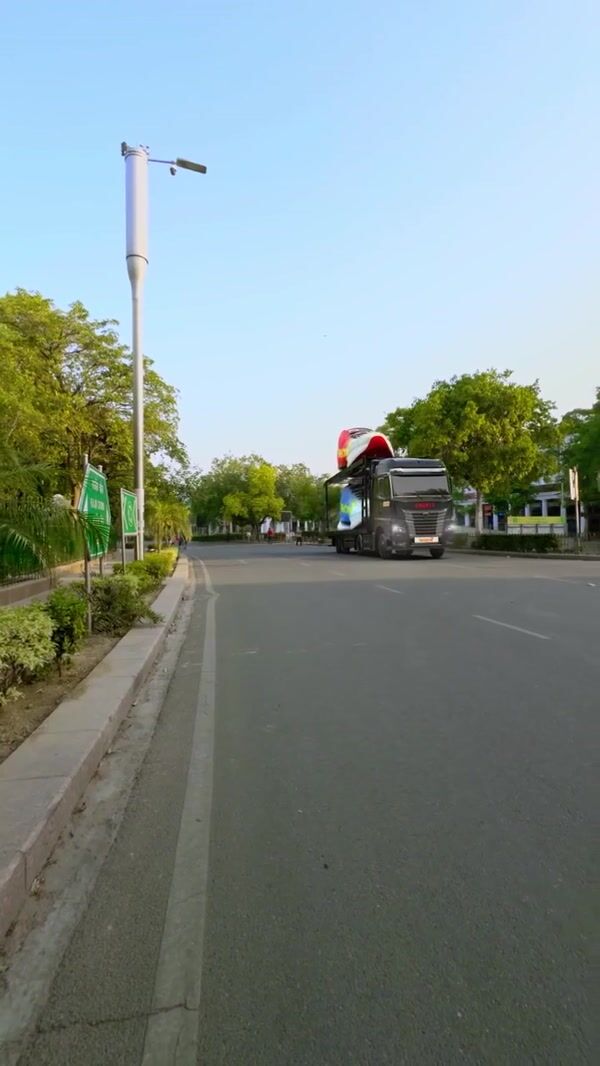 Liberty Shoes Giant Sneakers on Flatbed Truck